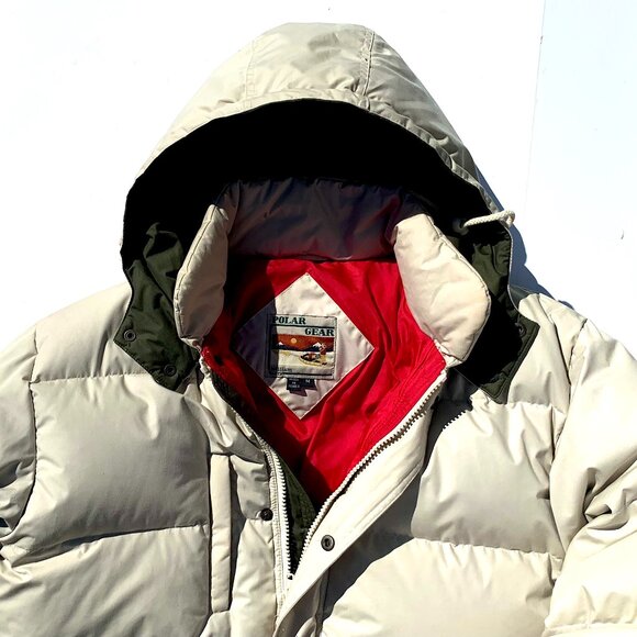 VTG Men’s William Barry Polar Gear Down Puffer Jacket w/Detachable Hood Khaki, M - Picture 1 of 15